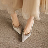 阿么手工女鞋法式细跟高跟鞋洋气不累脚宴会结婚伴娘小众婚鞋8CM 商品缩略图1