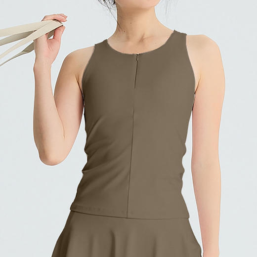 跃牌【周游世界】无袖拉链款背心修身带胸垫网球运动休闲上衣TP0985 商品图3