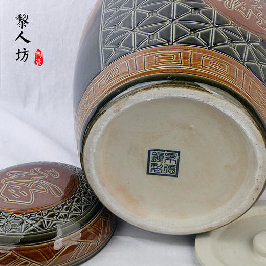 陶瓷骨灰坛双盖福禄双全大号雕刻罐形陶瓷骨灰罐 商品图4