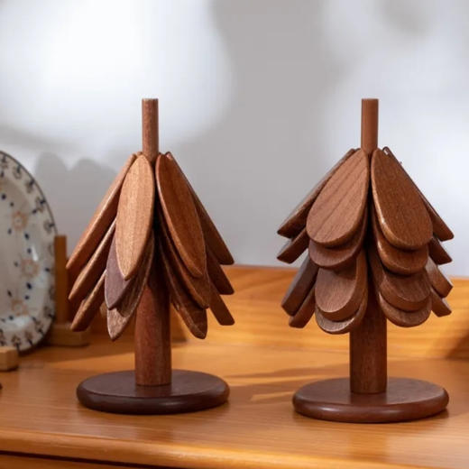 Trees&wind树型隔热餐垫4片|是隔热垫也是装饰品！高颜值耐高温，乌檀木整木质感好 商品图1