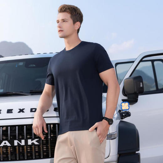 190g男女同款柔软舒适耐磨纯色圆领短袖上衣   XYD-9101 商品图4