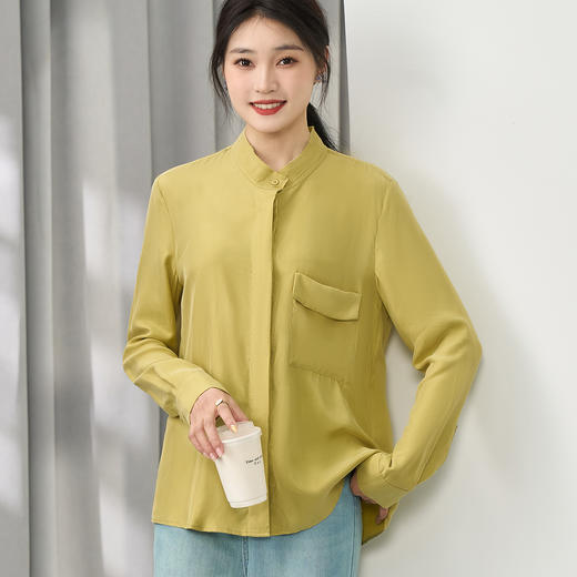 剩S/M/L/XL 芳外新款宽松立领衬衫百搭宽松衬衣女8T24AC0005 商品图1