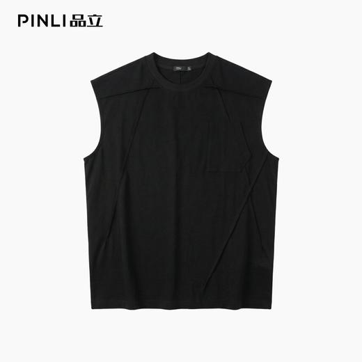 PINLI品立2026夏季新款男宽松圆领无袖短袖T恤上衣潮GD262111012 商品图8
