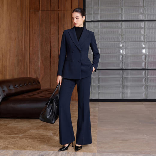 IWY/商务风藏青色西装套装女双排扣修身职业正装气质商务工作服CP2752 商品图2
