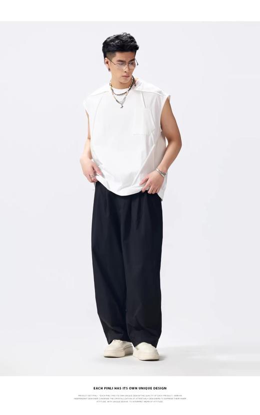 PINLI品立2026夏季新款男宽松圆领无袖短袖T恤上衣潮GD262111012 商品图6