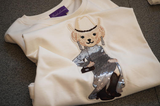 RL高端线原单“老钱风”重磅亮片熊刺绣T恤 商品图5