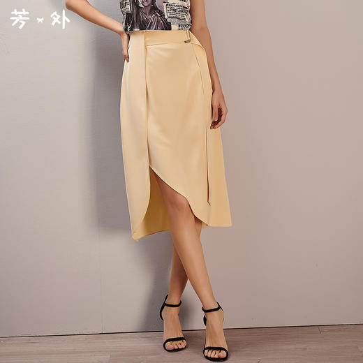 剩S/M/L/XL 芳外新款立体裁剪半身裙开叉A字半截裙女8T21AI0370 商品图0
