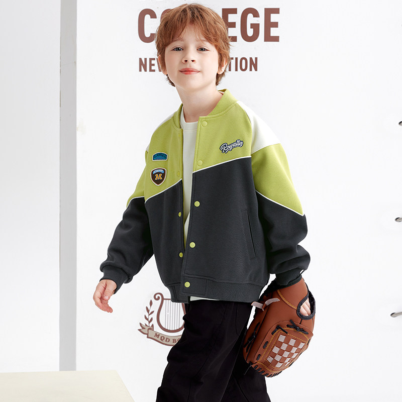 【秒2】【MQD】童装男童棒球领外套年秋冬儿童韩版学院风撞色外套