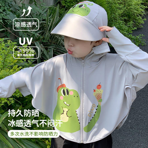 【夏日户外❗️儿童凉感防晒衣】披肩版型宇着舒适透气，全天候散热不闷复合原纱，实现UPF50+及多波段阻隔 ≥ 99%，多次水洗防晒力不 减，头面颈多角度周全防护，冰丝防紫外线轻薄透气原纱凉感大帽檐L 商品图3