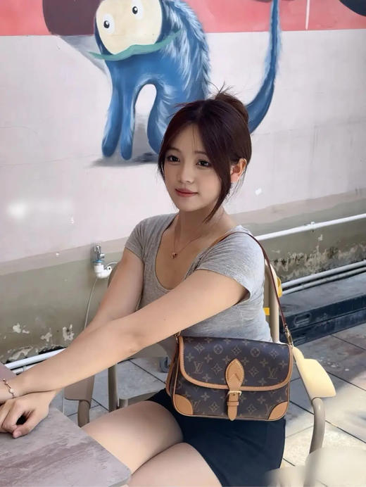 LV 老花 黑肩带 Diane 法棍包 商品图2