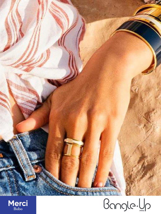 BangleUp法国小众珐琅首饰 Bangle经典系列 开口一字戒指 耳环 商品图6
