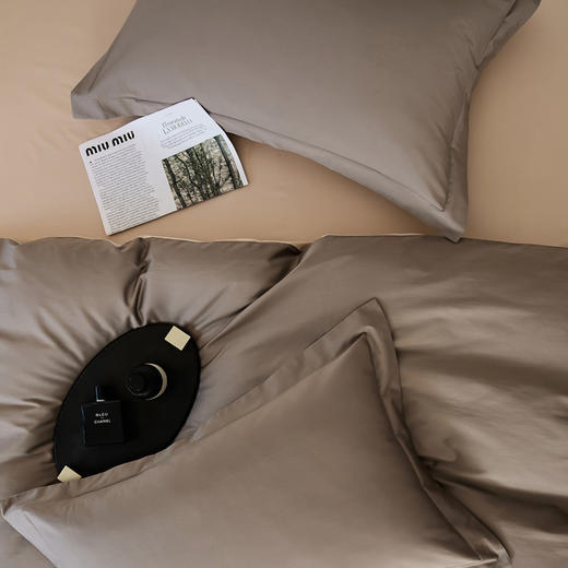 轻奢高支~100s全棉长绒棉四件套纯棉纯色双拼被套床单简约床上用品套件 商品图3