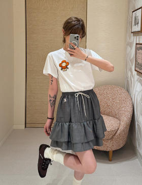 驴家Vivienne花卉标识贴饰T恤