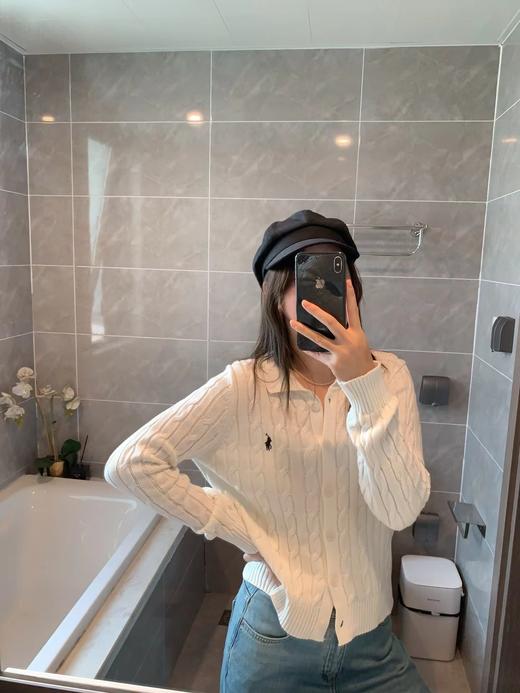 F031049早春POLO翻领绞花编织针织纽扣开衫外套 商品图11