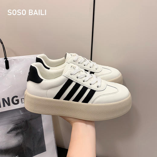 SOSO BAILI德训厚底休闲板鞋 显高显瘦百搭小白鞋 商品图2