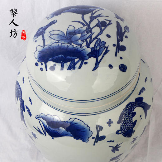 陶瓷骨灰坛子 景德镇青花瓷器双层盖骨灰罐 商品图3