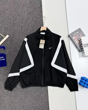 F031057复古运动立领拉链设计拼色logo印花长袖夹克外套男款