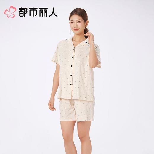 都市丽人睡衣女士睡衣薄家居服32支纯棉单面睡衣女士棉质短袖套装女装短袖短裤LHC1A8 商品图3