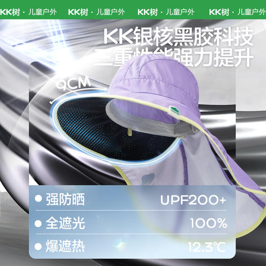 KK树儿童防晒帽男女孩夏季黑胶帽子宝宝户外遮阳帽防紫外线大帽檐小凉盾黑胶防晒帽 商品图1