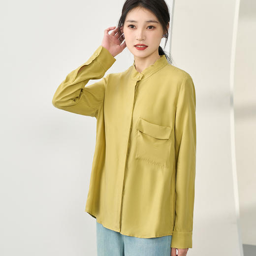 剩S/M/L/XL 芳外新款宽松立领衬衫百搭宽松衬衣女8T24AC0005 商品图0