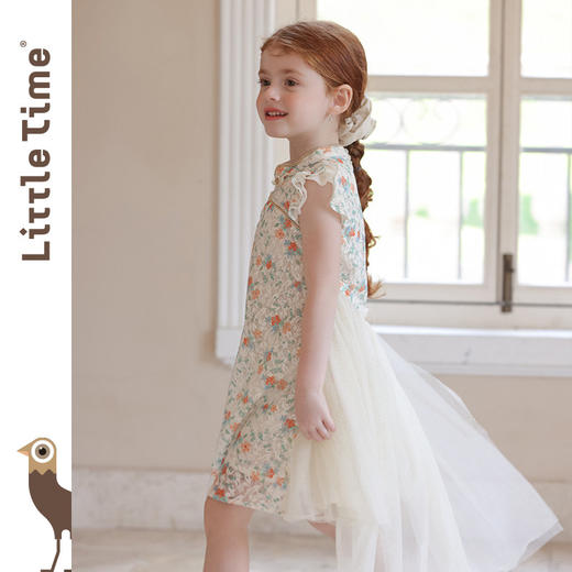 littletime女童旗袍2026夏新款儿童时尚碎花连衣裙高定国风公主裙 商品图1