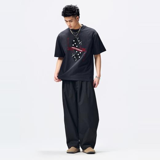 PINLI品立2026夏季新款男士圆领马年贴布字母印花短袖T恤上衣潮牌BG262111019 商品图4