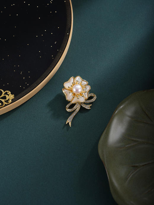 子佩集【花缀锦程】珍珠惜王妃胸针【XXXZ267】五瓣花丝带镀金2602 商品图2