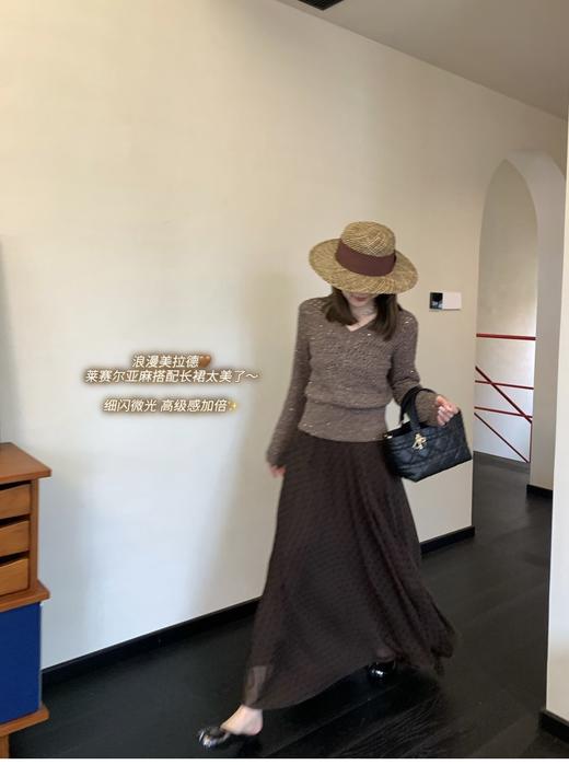 自留款。太好看了～轻奢华高质感穿❗️定制系列！春夏亚麻混纺BC风V领镂空衫年针织罩衫（售后时间：签收3天内，不合适及时申请） 商品图8