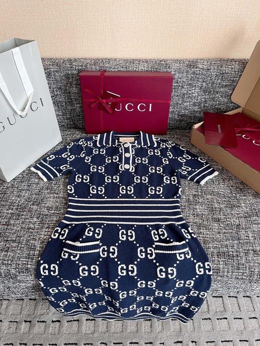 古驰深蓝翻领针织连衣裙 商品图9