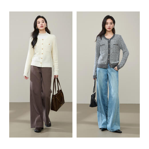 【超值！小香风-开衫】逸阳春新品桑蚕丝法式慵懒气质圆领显瘦羊毛针织衫5283 商品图5