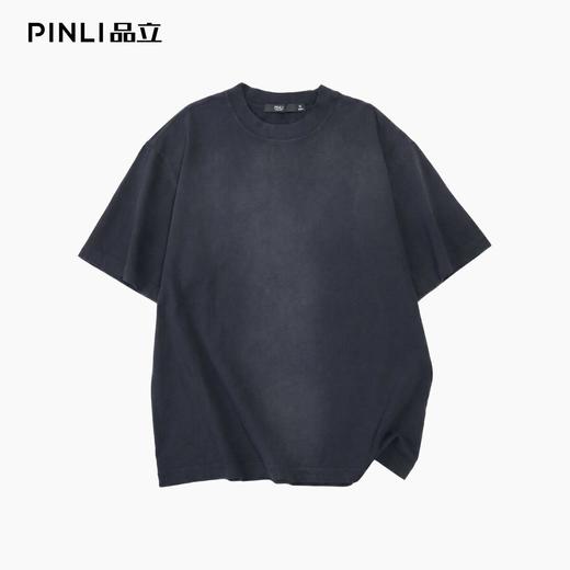 PINLI品立2026夏季男装宽松圆领落肩重磅纯棉水洗渐变短袖T恤潮牌GD262111024 商品图4