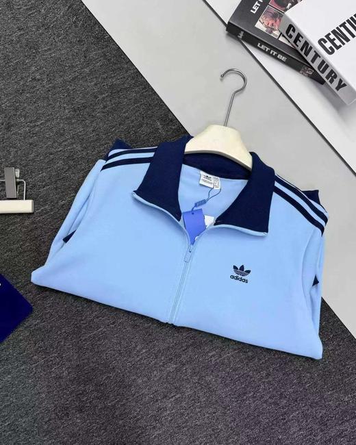 F031053条纹立领蓝色拉链长袖修身夹克外套男女同款 商品图10