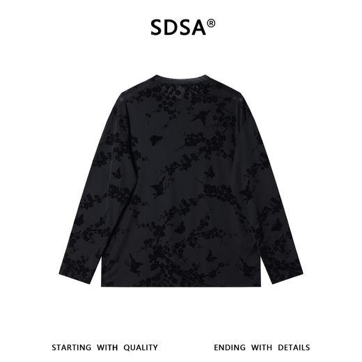 26T112SDSA男装2026新款高贵轻奢时尚扎染植绒花卉圆领长袖T恤百搭上衣 商品图5