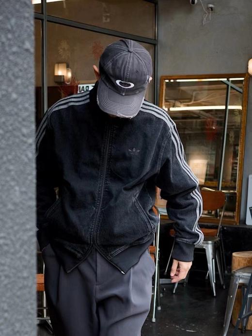 F031055复古立领拉链设计三道杠水洗牛仔夹克外套 商品图9