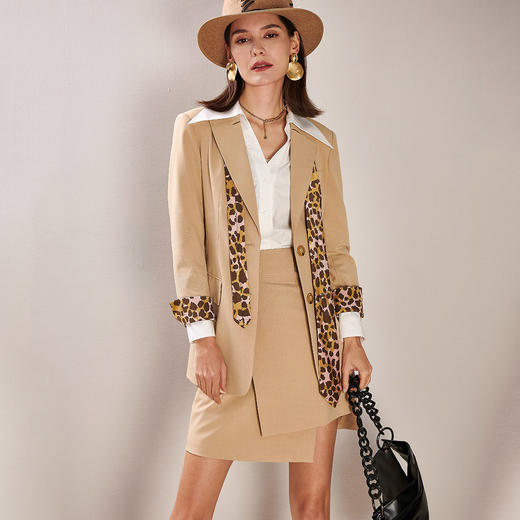 剩S/M 芳外春季新款职场通勤拼接单西女个性简约含领带西服外套0202 商品图2