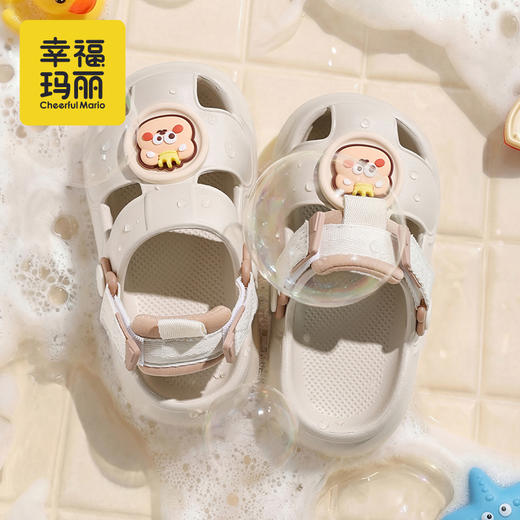 幸福玛丽 卡通织带儿童洞洞鞋 XQ-3121 EVA材质久穿不累脚 波纹大底湿地防滑 可拆卸鞋花可翻转后跟带 一鞋两穿 商品图7