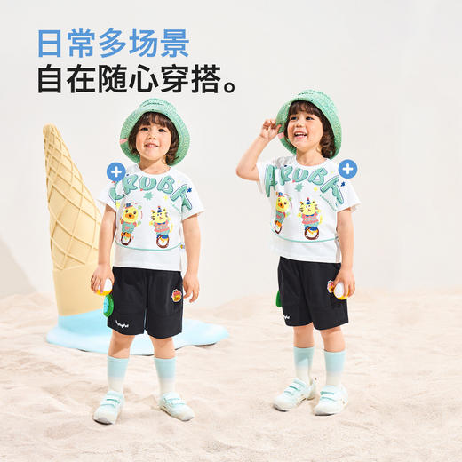 [驱蚊抗菌]bduck小黄鸭童装儿童纯棉T恤小男孩透气短袖夏款上衣90-150 BF2701097 商品图1