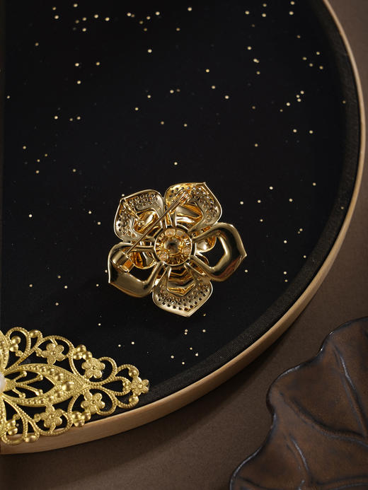 子佩集【‌芳华蕴福】珍珠惜王妃胸针【XXXZ279】镀金五瓣花2602 商品图4