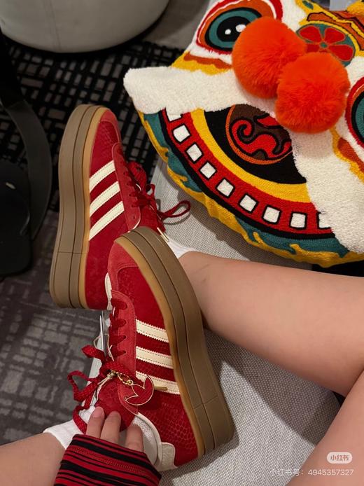 二店y 限定款AD蛇年 宋雨琦同款厚底gazelle 红色德训鞋 商品图7