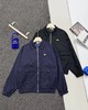 F031050纯色金标刺绣品牌Logo翻领拉链长袖工装夹克外套 商品缩略图0