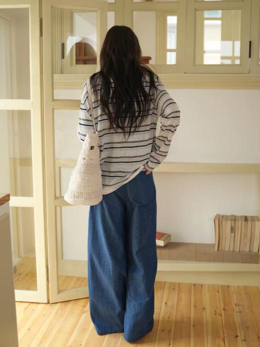 nothe Case布然/NC261803/「电影唱片」拼接提花阔腿牛仔裤 复古休闲长裤 商品图4