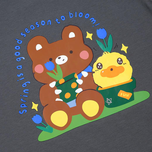 [凉感]bduck小黄鸭童装儿童短袖T恤夏季男童圆领印花休闲上衣110-160 BF2701048 商品图1