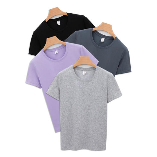 新款高端棉t恤女短袖纯色半袖圆领套头免烫新疆棉索罗娜t恤女   RSFZ-T1228W 商品图3