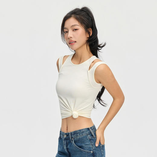 Leorrey/乐拉一体织遮副乳固定罩杯莫代尔双肩带健身内衣运动背心WX1391 商品图3