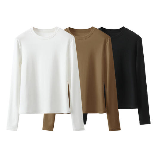 「老顾客福利品,两件➖10元」洛诗琳春季兰精天丝含羊毛丝柔正肩长袖打底衫2026新款7A抗菌修身显瘦叠穿百搭休闲纯色上衣yz70017(付款7天内发货) 商品图7