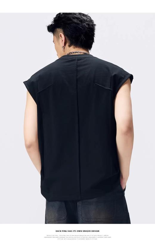 PINLI品立2026夏季新款男宽松圆领无袖短袖T恤上衣潮GD262111012 商品图3