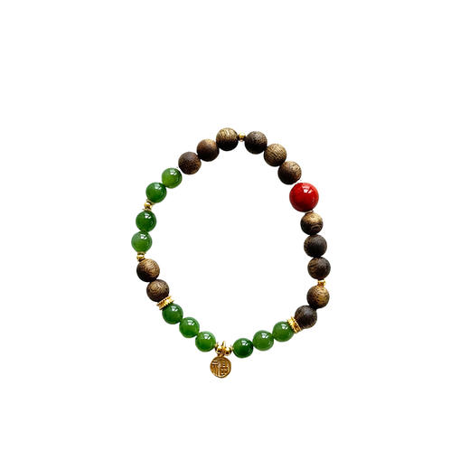 ²【沉香溯源-清欢红韵】南红/和田玉 8mm圆珠奇楠沉香DIY手串 多样性发其一 ( 24小时鉴赏期 ) HM02-CRMM-DBCX 商品图5