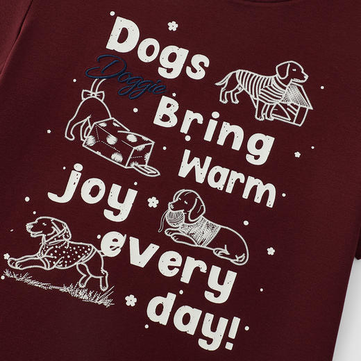 商场同款|森马短袖T恤女夏短款正肩小狗印花2026新款炸街趣味上衣 商品图2