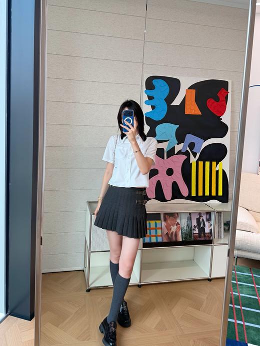 普拉达白色简约短袖休闲衬衣（ 商品图1