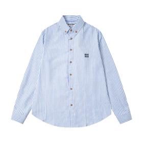 F031018新款小标字母Logo柔软舒适时尚简约青春活力休闲条纹衬衫上衣